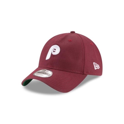 Red Philadelphia Phillies Hat - New Era MLB Waxed Cooperstown 9TWENTY Adjustable Caps USA6279504